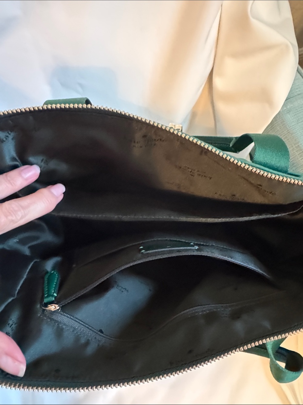 Large Kate spade emerald green nylon backpack with zippered pouch - Picture 5 of 8